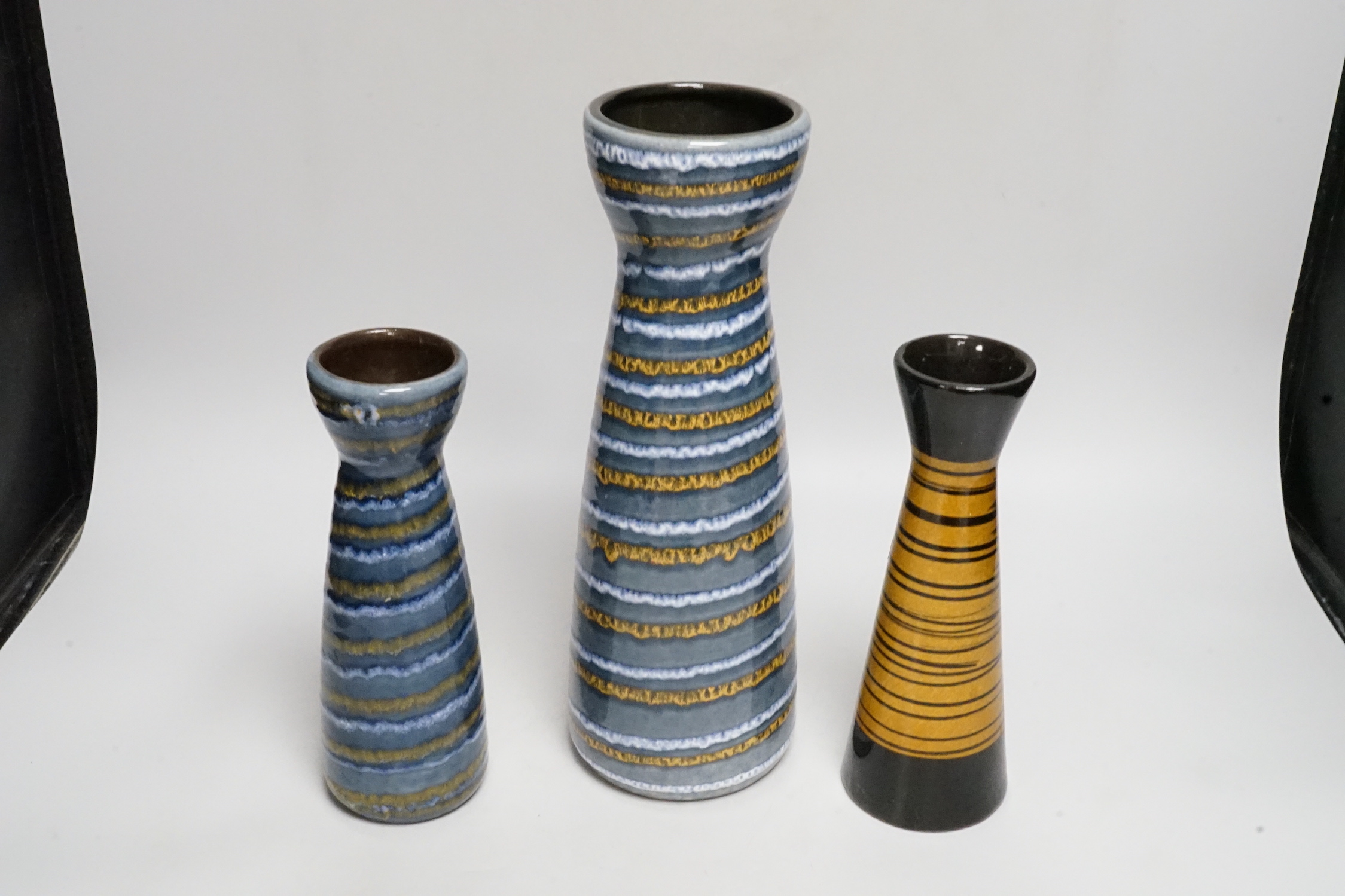 Three mid 20th century West German vases, tallest 32cm